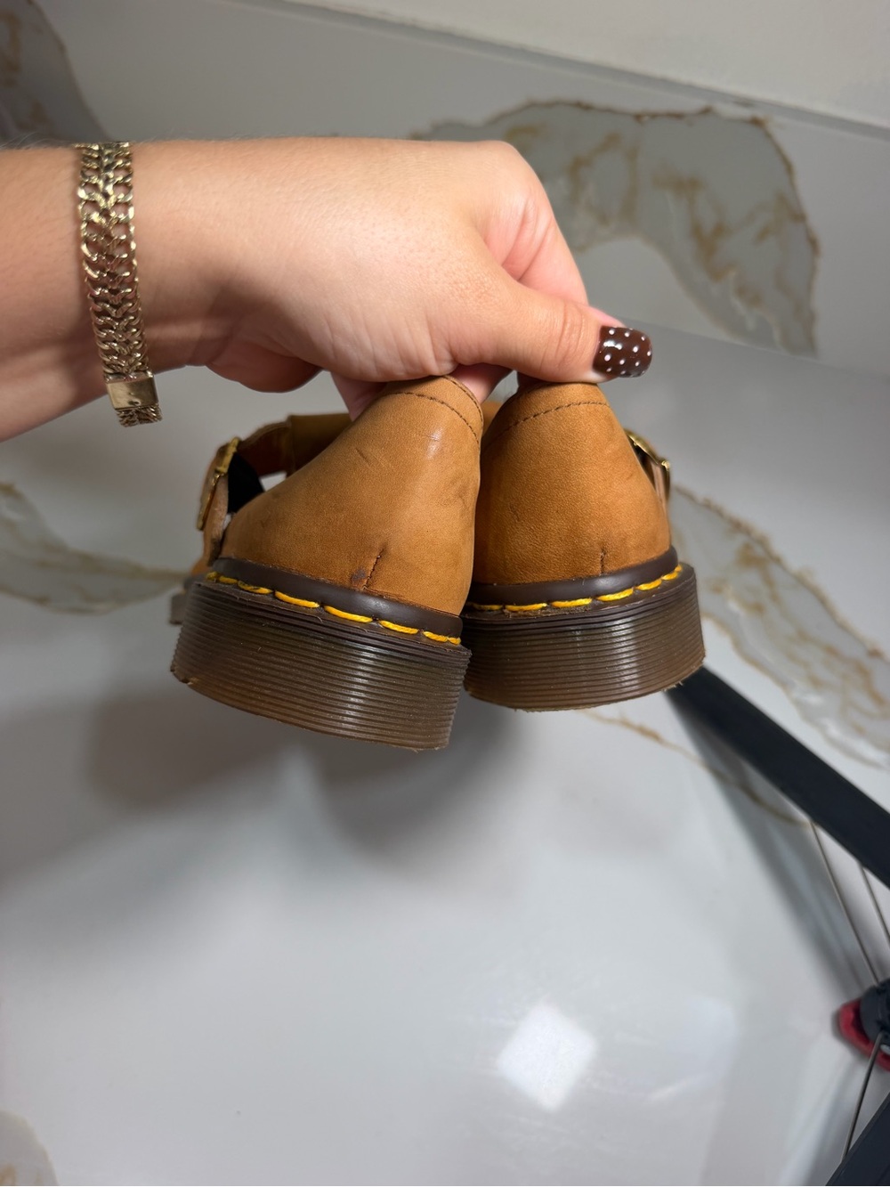 Women’s Vintage Tan Suede Mary Jane T-Strap Flats - Picture 5 of 11